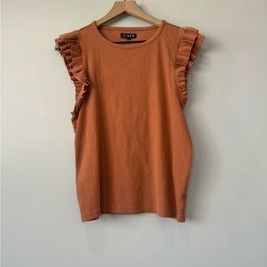 J. Crew Women's Rust Ruffle-Sleeve Ribbed Tank Size XL